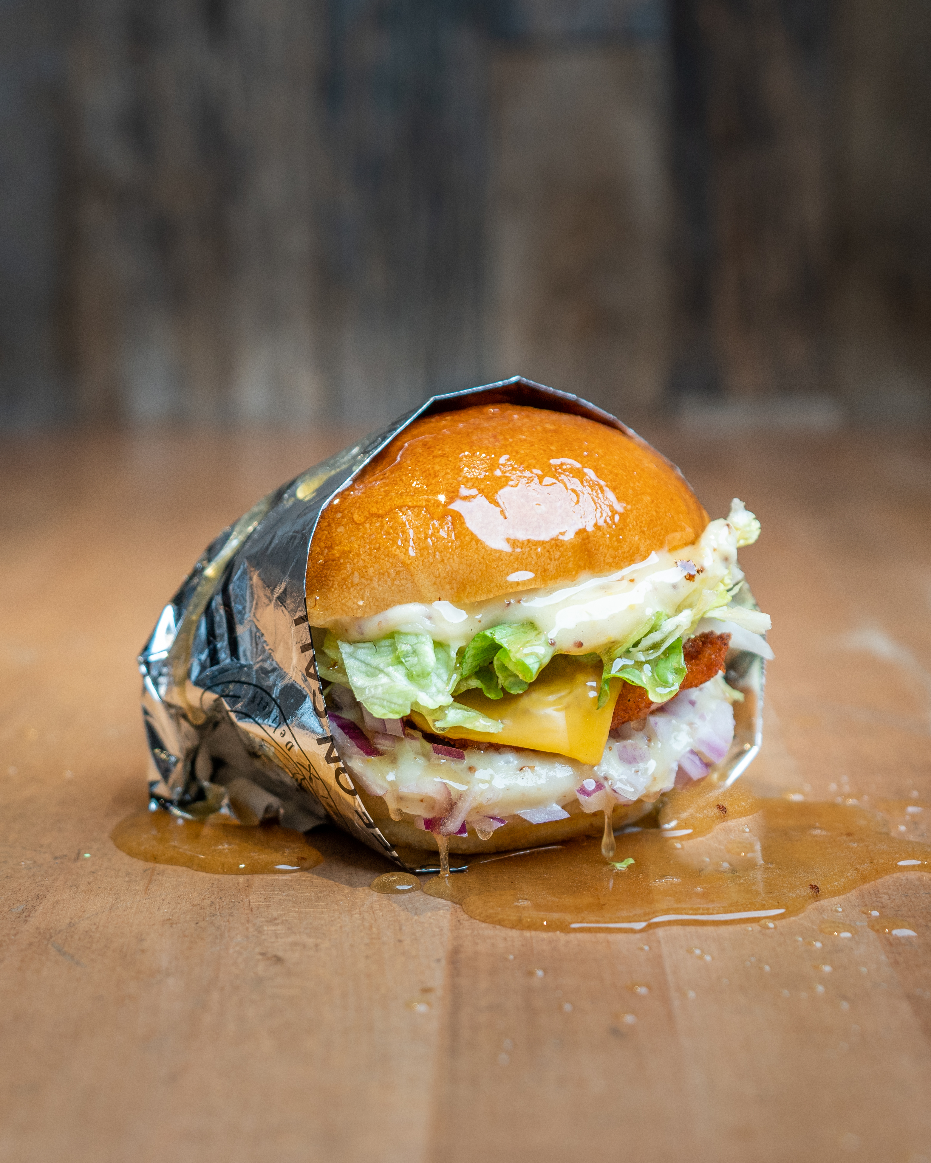 Honey Crisp Burger - Halal crispy chicken patty, hand-breaded fresh dai...